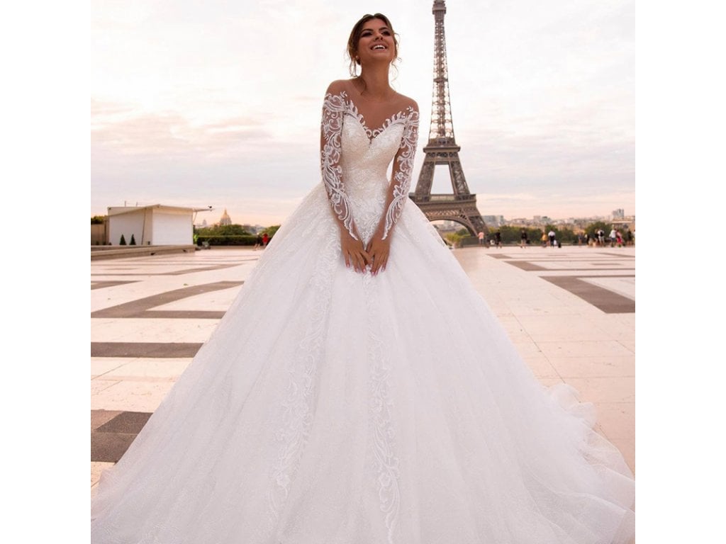 Elegantní svatební šaty "organza" s výšivkou