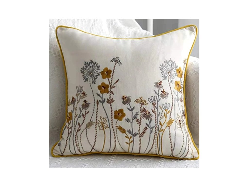 Vyšívaný Povlak na polštář Květinový 45x45 typ 3