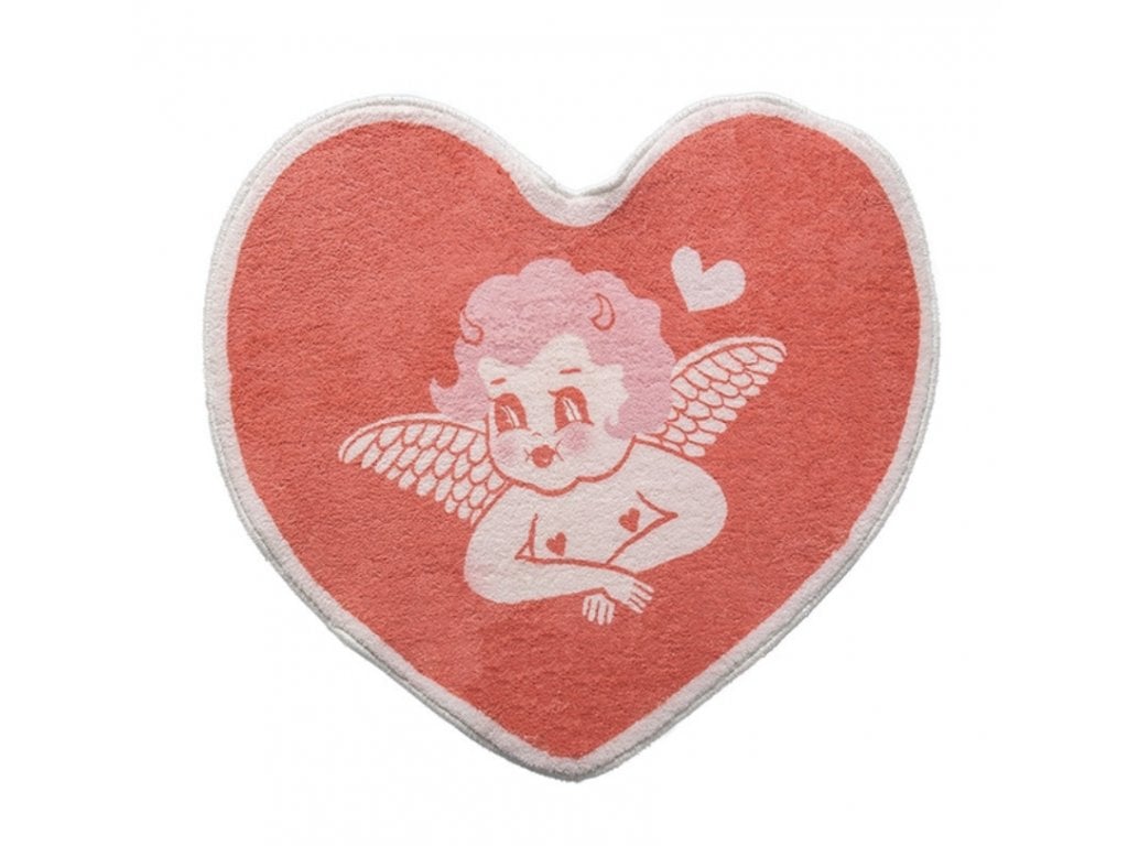 Růžový Koberec ve tvaru srdce rohožka anděl