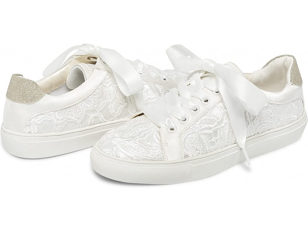 Svatební tenisové boty Krajkové bílé