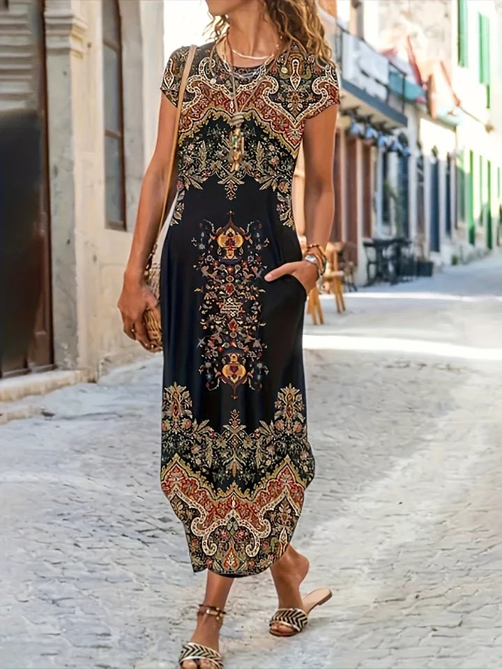 Dámské volné ležérní elegantní šaty - pohodlný módní temperamentní styl letní outfit
