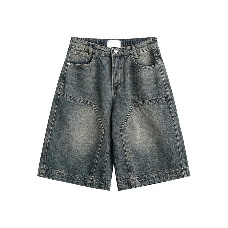 Vintage pytlovité džínové kraťasy, široké nohavice, styl Y2K, ležérní nadměrné džínové kraťasy, unisex, letní oblečení