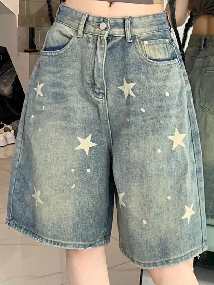 Dámské džíny s vysokým pasem a širokými nohavicemi, vintage seprané modré, volné, retro stylové kalhoty