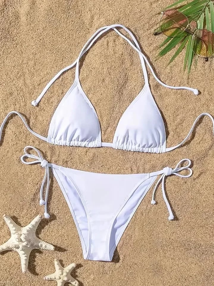 Dámské brazilské tanga bikiny set - šněrovací nastavitelné plavky s bočním zavazováním