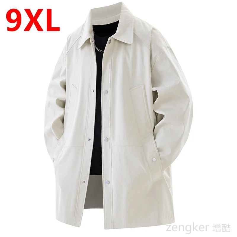 Pánský dlouhý trenčkot, jarní bunda, volný střih, nadměrná velikost 7XL, 8XL 9XL, svrchní oblečení pro velké tally