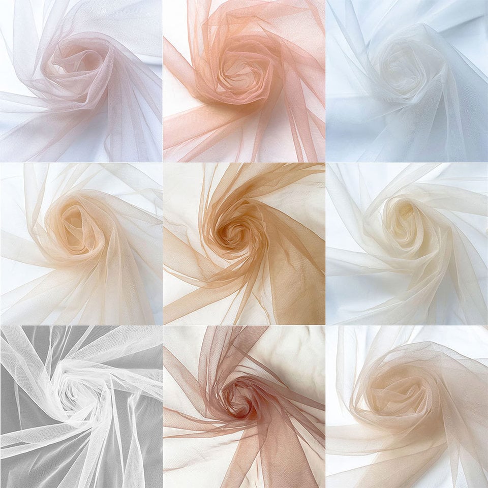 Měkká hnědá nahá tylová látka, 1 yard, jemný síťovaný nylon, pro šití svatebních šatů, DIY tvoření