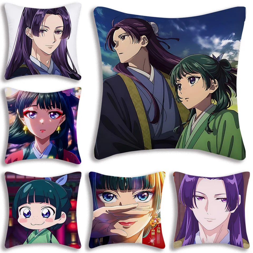 Anime kočka dívka polštář potah oboustranný plyšový polštář potah na pohovku domácí dekorace roztomilý kreslený film