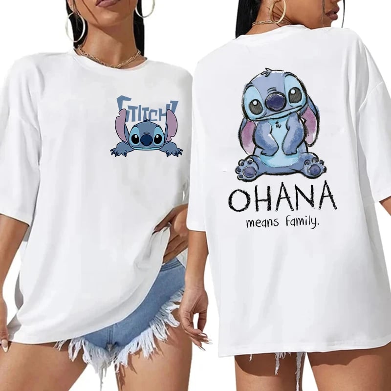Unisexové tričko s kresleným potiskem Lilo & Stitch, bavlněné tričko ve stylu Y2K, velikost EU