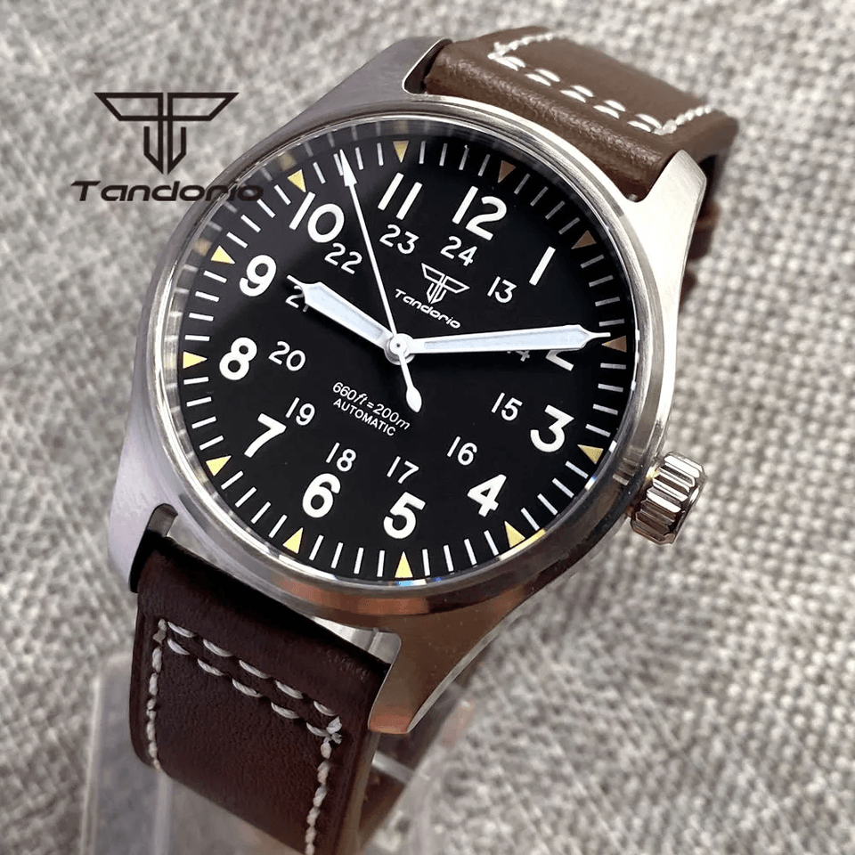 39mm automatické potápěčské hodinky pro muže, ocel, safírové sklo, 20ATM, voděodolné, mechanické, pilotní