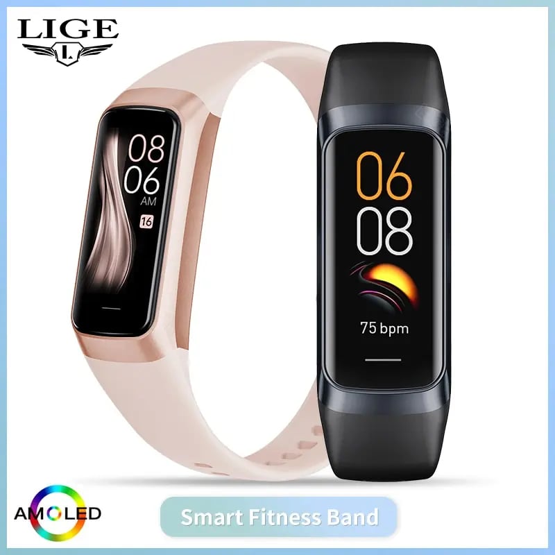 Chytré hodinky s monitorem tepové frekvence - vodotěsný fitness tracker pro muže a ženy, sportovní náramek