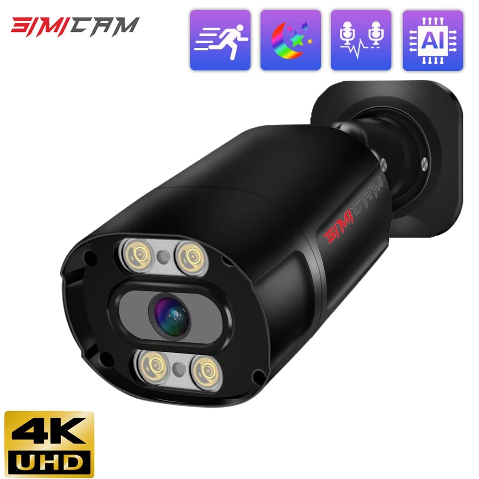 4K bezpečnostní kamera, venkovní 8MP POE IP, věžová, noční vidění, detekce pohybu, vodotěsná CCTV