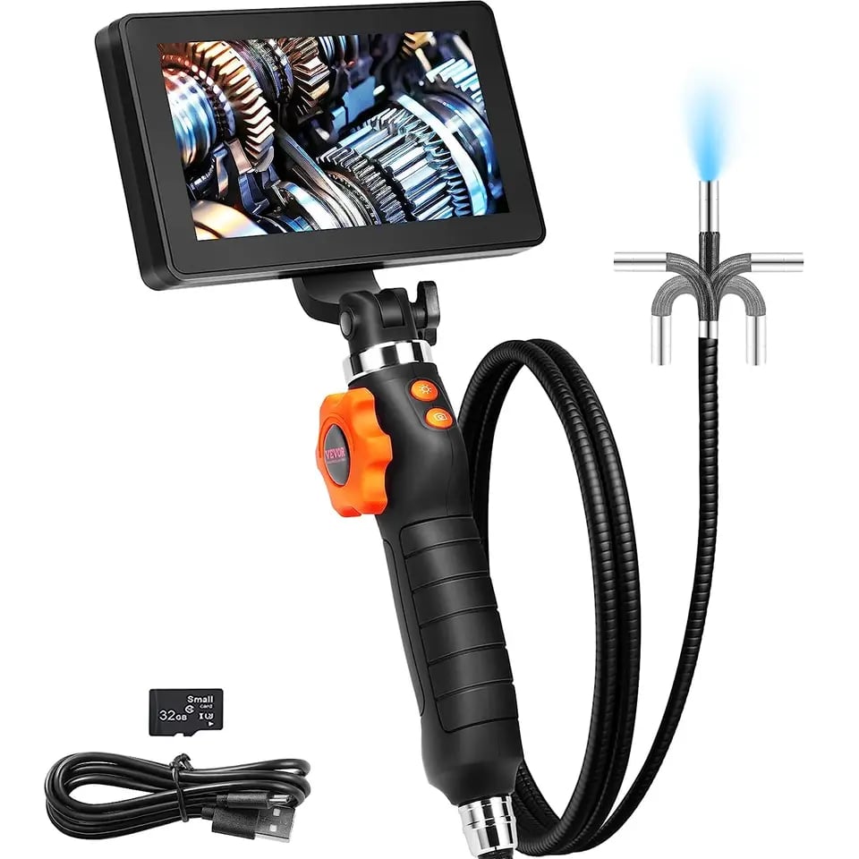 Kloubová boroskopická kamera s objektivem 6,4 mm, 5 palců, 1080P obrazovka, LED světlo, inspekční nástroj