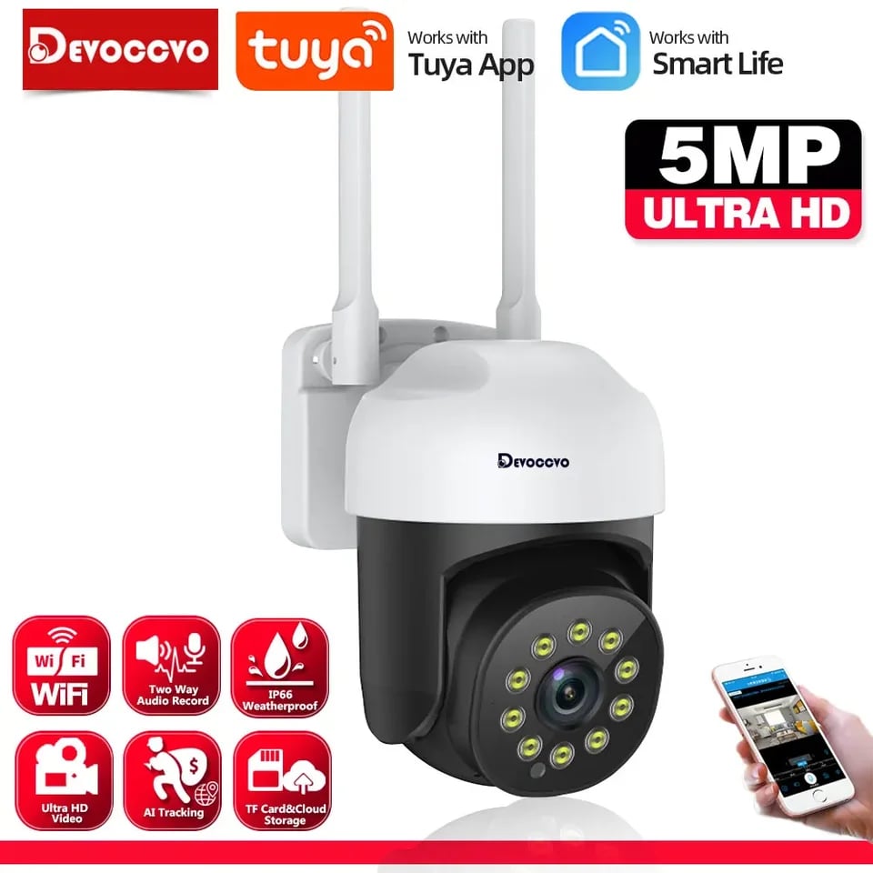 5MP WiFi bezpečnostní kamera venkovní PTZ automatické sledování barevná noční vidění bezdrátová CCTV kamera