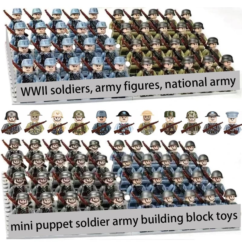 Sada vojenských stavebních bloků s figurkami vojáků, mini armádní akční hračky pro děti, vzdělávací hra