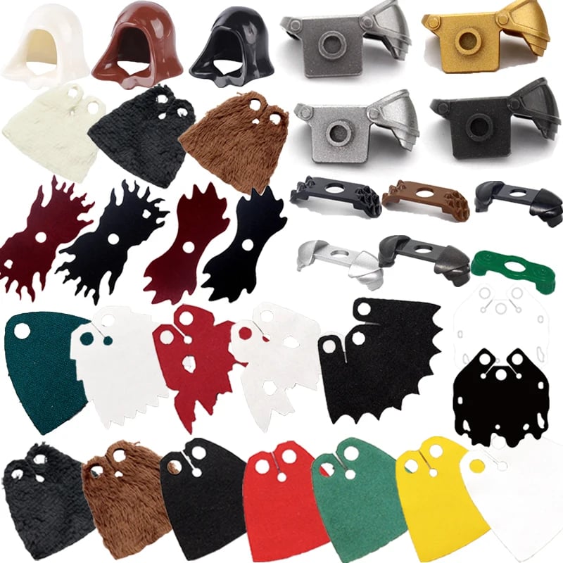 Středověký voják, stavební bloky s kapucí, plášť, roucho, příslušenství, DIY mini figurka, hračka sada