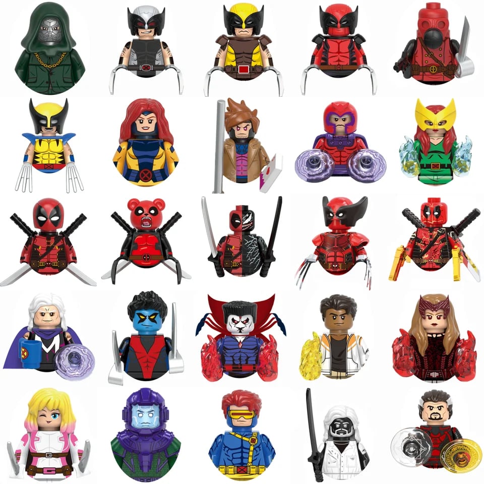 Sada stavebních bloků Marvel superhrdinů - Deadpool a Wolverine, minifigurky, dárková hračka pro děti a dospělé