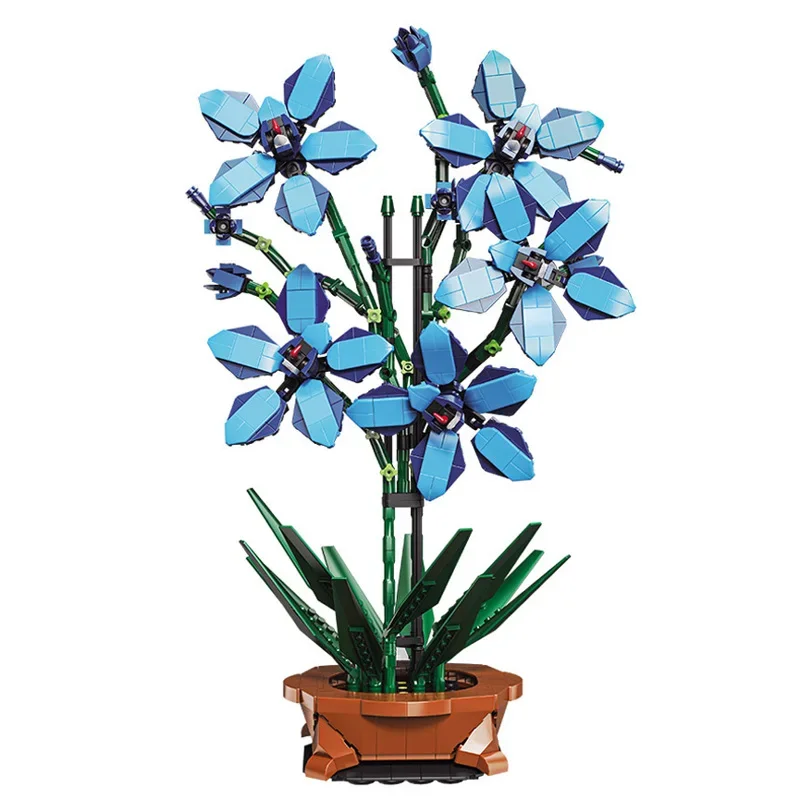 Sada stavebních bloků City Flower s 900+ dílky - kreativní bonsaje, bytové dekorace, cihly, dětská hračka