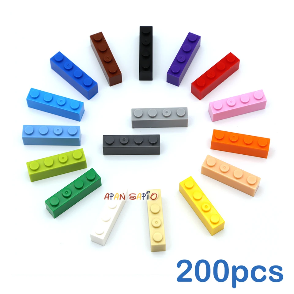 200 ks stavebních bloků, cihel 1x4, vzdělávací kreativní hračky pro děti, DIY stavebnice