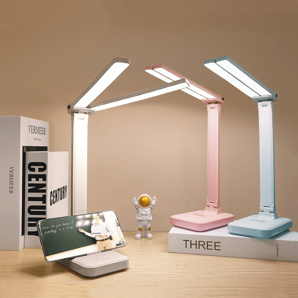 USB dobíjecí LED stolní lampa, 3 úrovně stmívatelná, dotykové ovládání, ochrana očí, skládací světlo