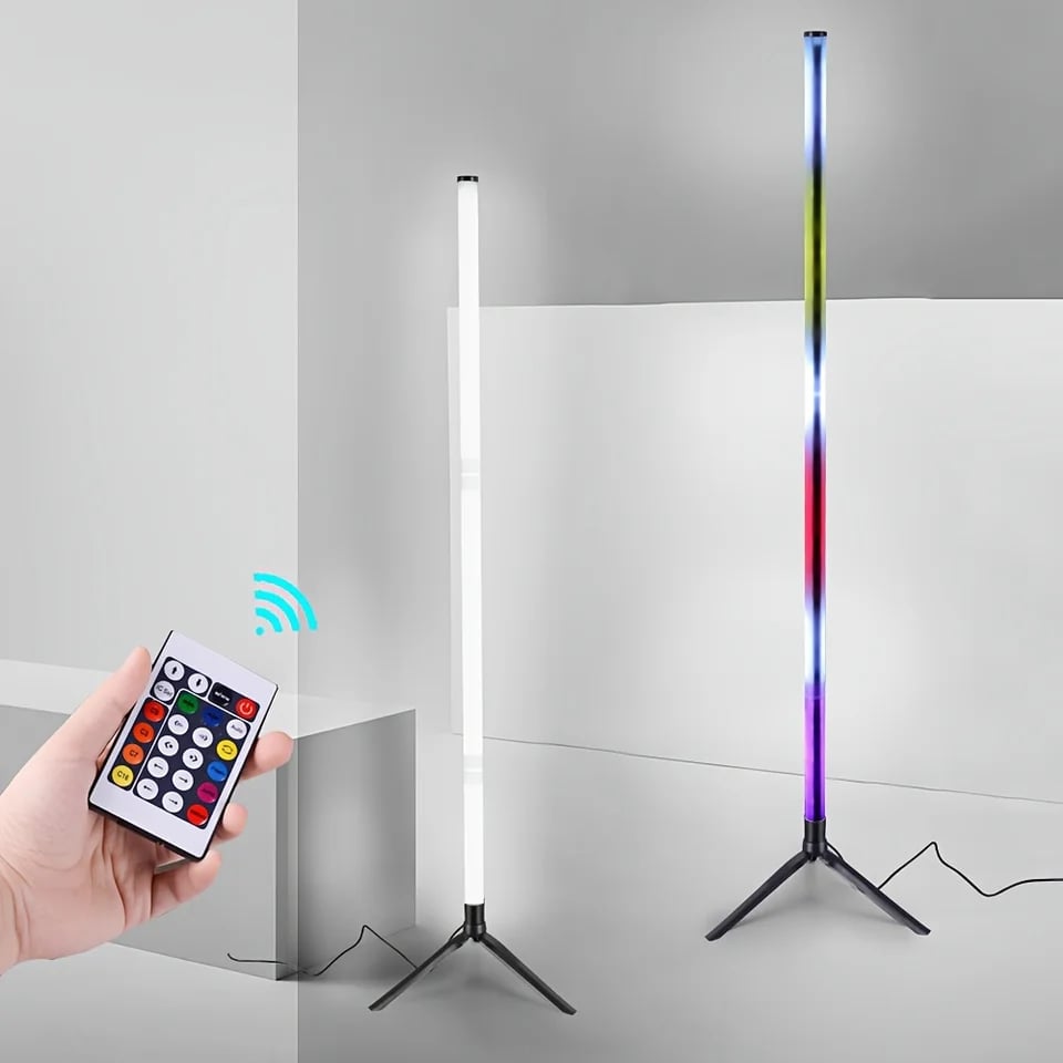 RGB rohová stojací lampa stmívatelná barva měnící LED ambientní světlo ložnice skandinávský styl