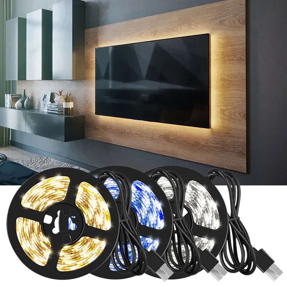 5M USB LED páskové světlo - RGB barevná dekorace pro změnu barvy do ložnice, kuchyně, podsvícení TV