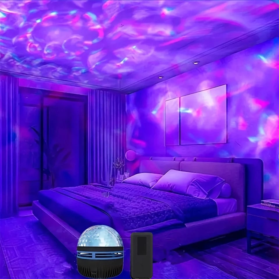 LED Galaxy Star Projector Noční světlo USB Dálkové ovládání Vodní vlna Party Domácí kino Lampa