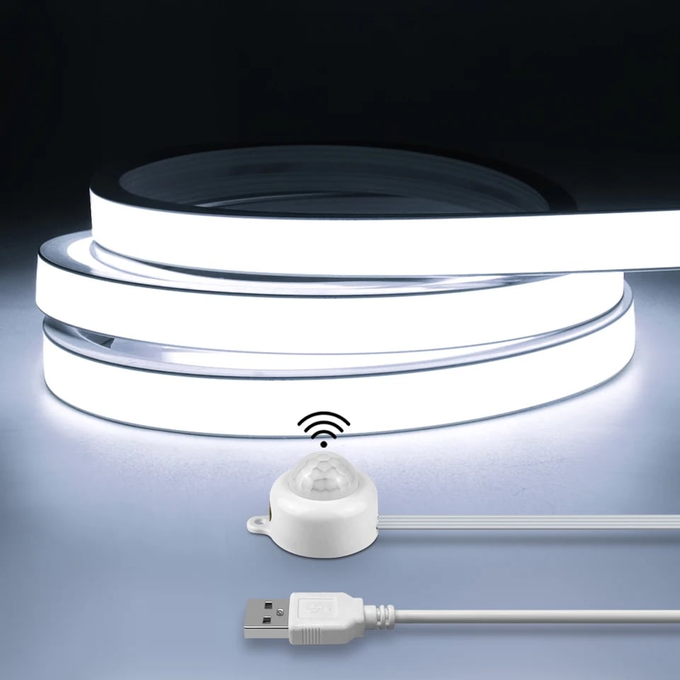 LED páska s pohybovým senzorem, vodotěsná, 320 LED/m, COB, neonová, osvětlení kuchyňské linky