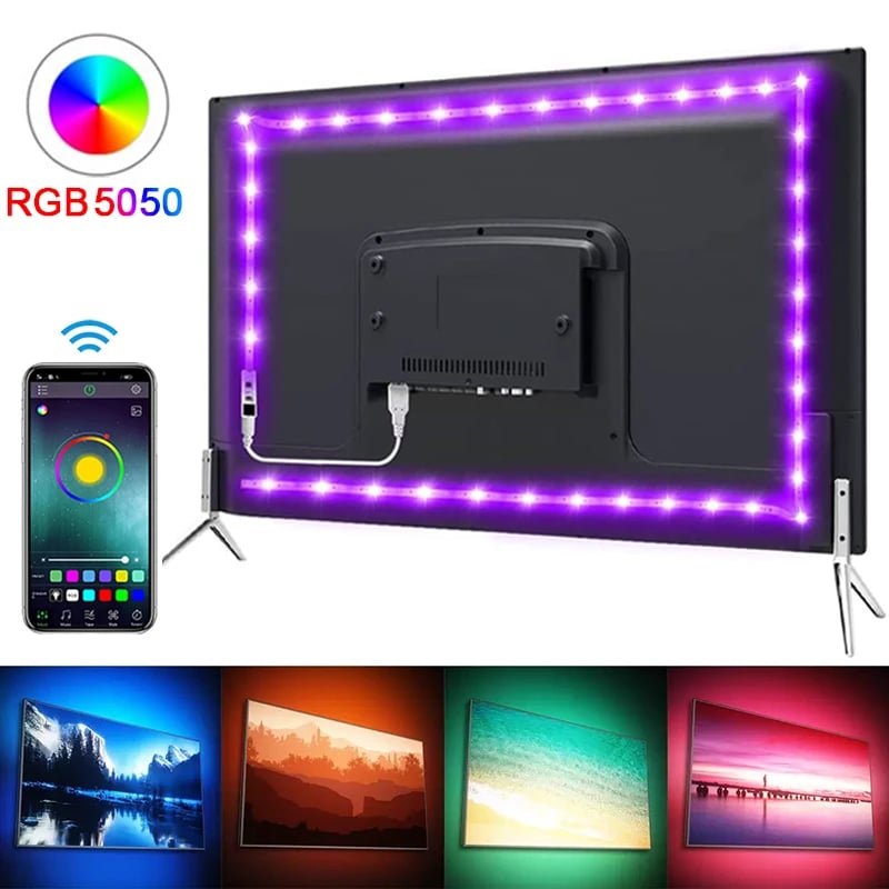 RGB LED pásky 5050 USB flexibilní páska ovládání aplikací Bluetooth podsvícení TV herní dekorace