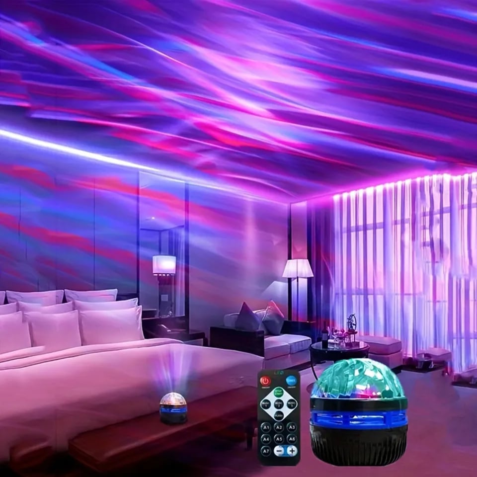 Noční světlo s projektorem Galaxy, USB, RGB, Aurora, automatické otáčení, zvukově aktivované dálkové ovládání, dekorace místnosti