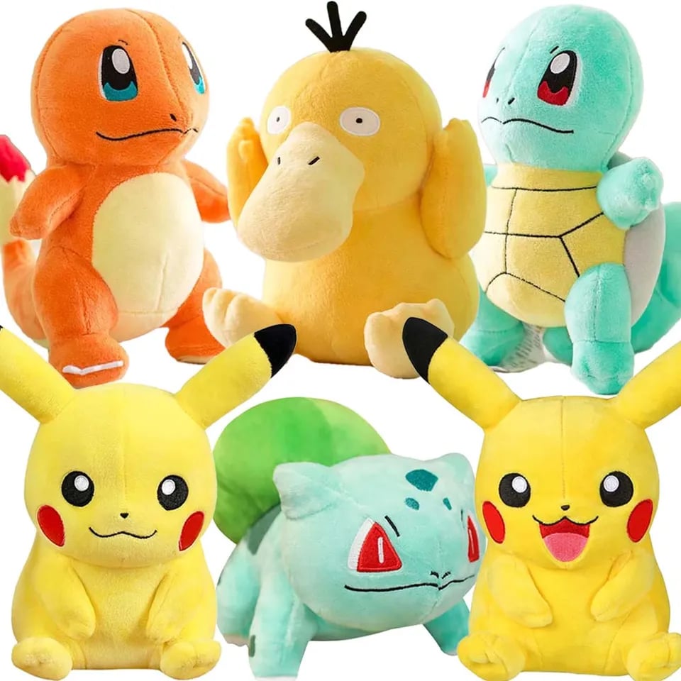 25cm plyšové hračky Pokémon - měkká zvířátka pro děti, dárková sada k narozeninám