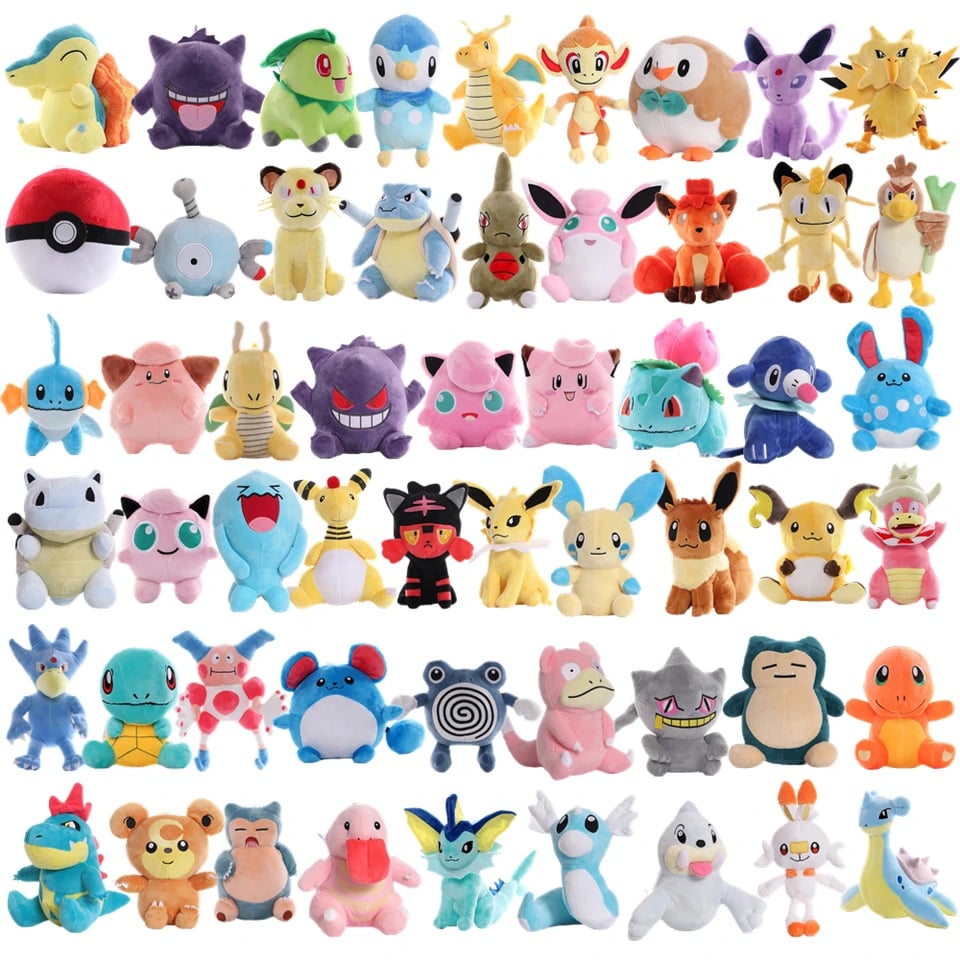 Plyšové hračky Pokémon 15-35cm Pikachu Charmander Bulbasaur Pokeball plněná zvířata pro děti dárek