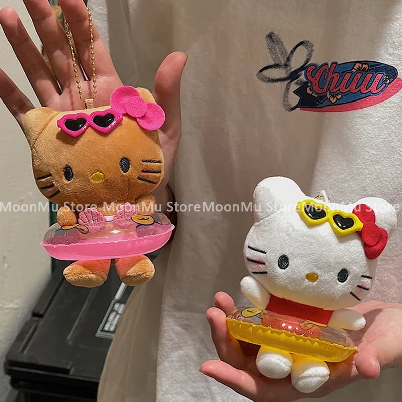 Plyšový přívěsek na klíče Hello Kitty s přívěskem, plněné zvířátko, kroužek na klíče, taška, přívěsek pro dívky, dětský dárek, hračka
