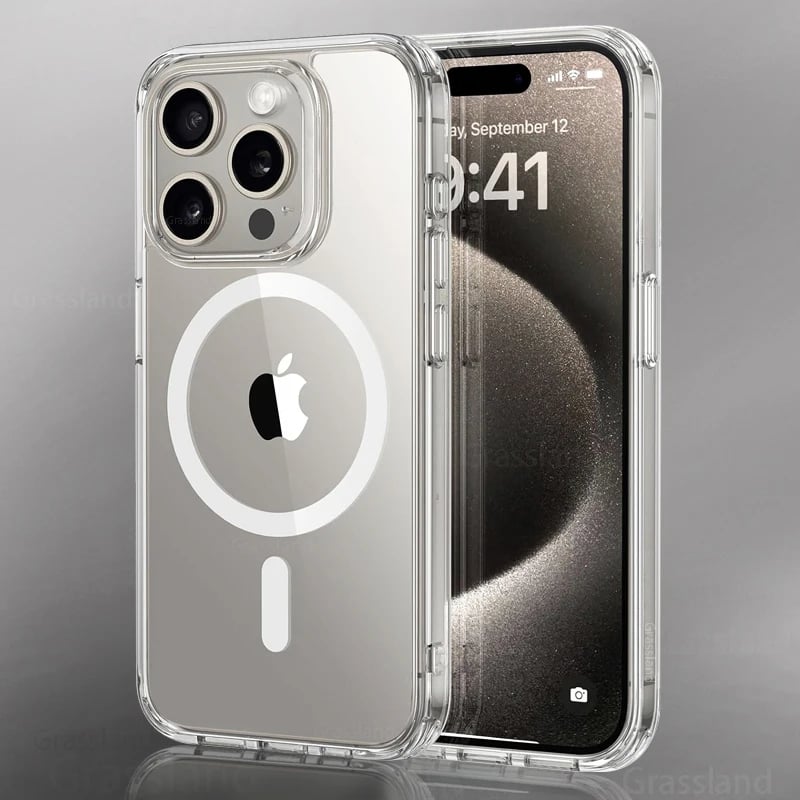 Magnetické bezdrátové nabíjecí průhledné pouzdro pro iPhone 16 15 14 13 12 11 Pro XR XS Max 7 8 Plus