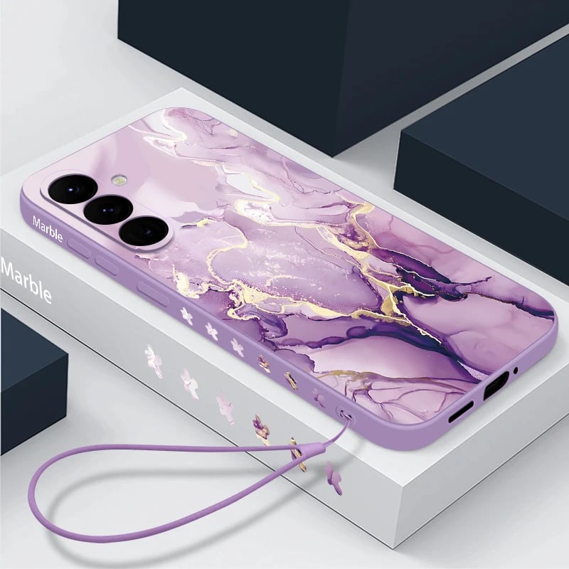 Mramorový kryt na telefon pro Samsung Galaxy S24 S23 S22 Ultra A55 A54 A53 A52 A34 A25 se šňůrkou na krk