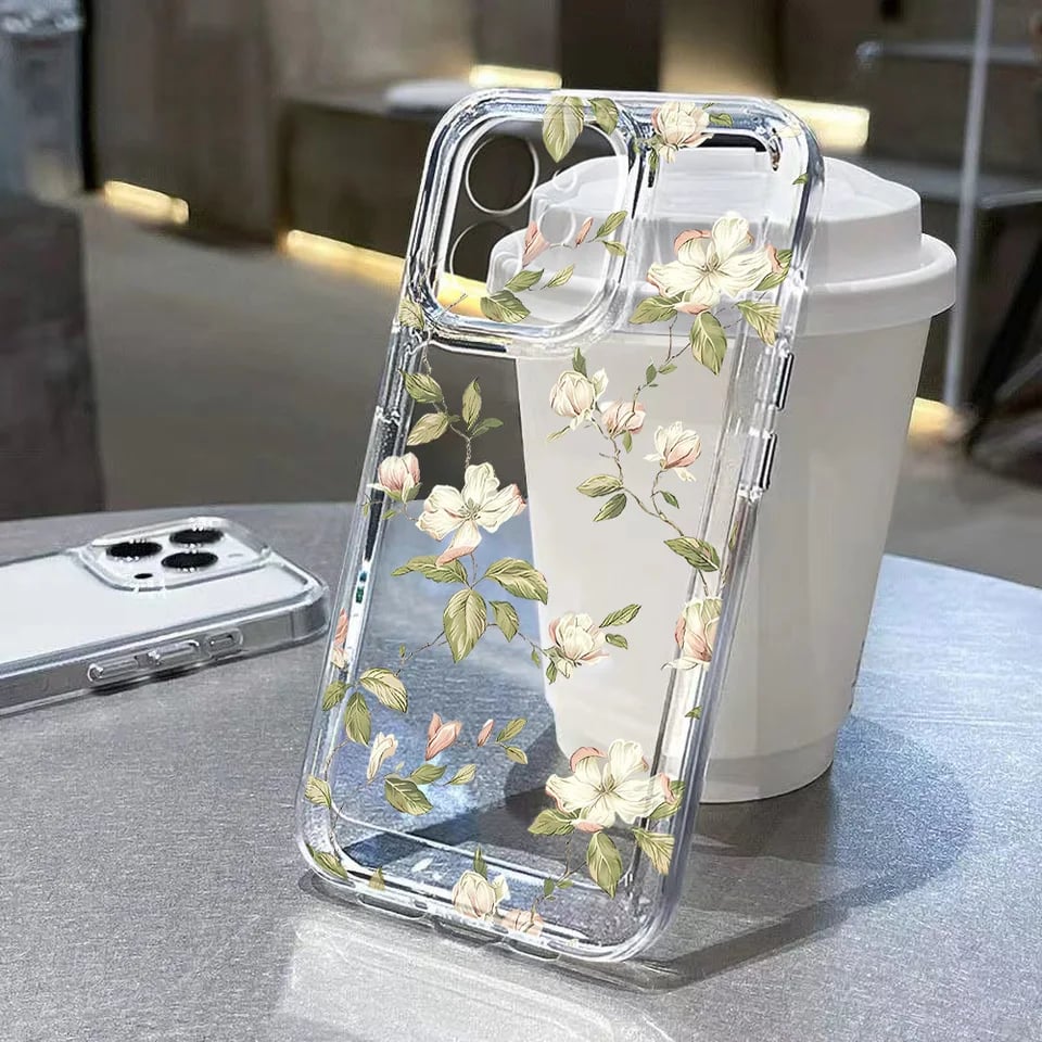 Silikonový kryt s květinovým vzorem, nárazuvzdorný, pro iPhone 7 8 Plus X XR XS 11 12 13 14 15 16 Pro Max SE