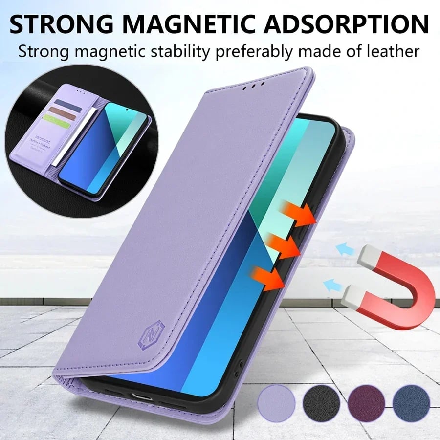 Magnetická odklápěcí kožená peněženka s přihrádkami na karty, ochranný kryt telefonu