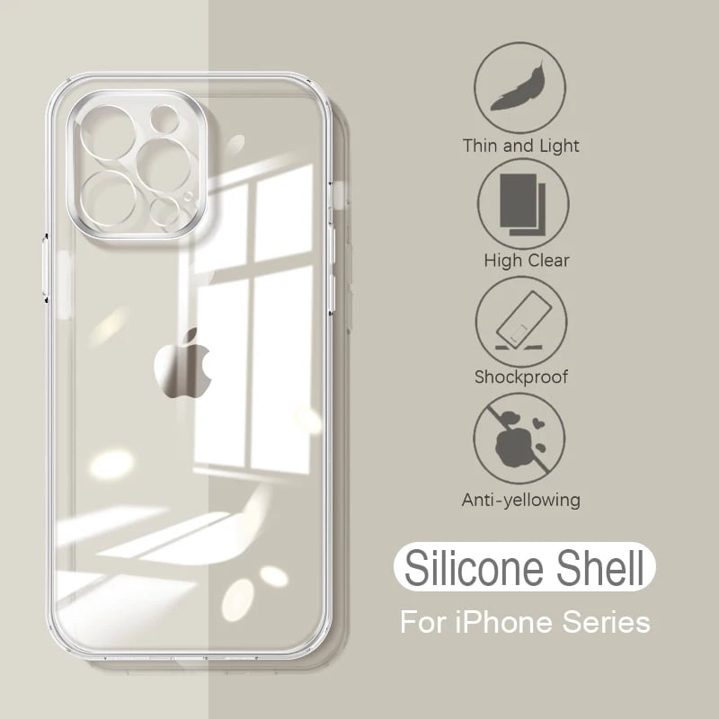 Ultra tenký průhledný silikonový kryt pro iPhone, měkký, tenký, zadní kryt pro iPhone 14 13 12 11 Pro Max Mini XR XS