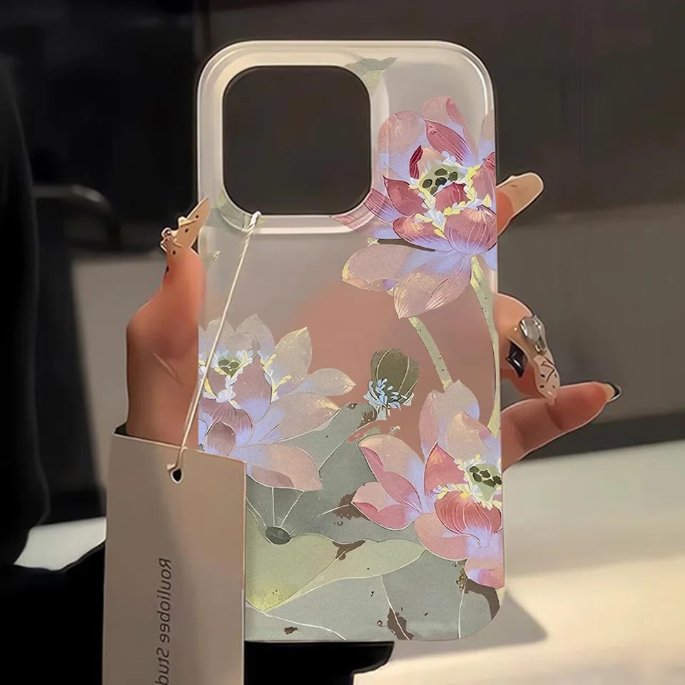 Průsvitný silikonový kryt na telefon s květinovým motivem - tenký ochranný kryt pro iPhone 16, 15, 14, 13, 12, 11 Pro Max