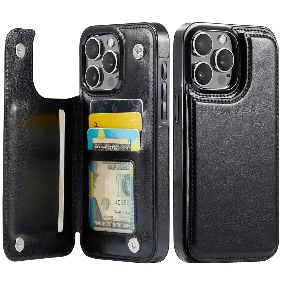 Pouzdro na iPhone se stojánkem, držák na karty, PU kůže, magnetická spona, nárazuvzdorný kryt 16, 15, 14, 13, 12