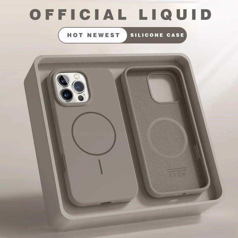Magnetický kryt na telefon pro iPhone 11 12 13 14 15 16 Pro Plus, nárazuvzdorný silikonový kryt, kompatibilní s MagSafe