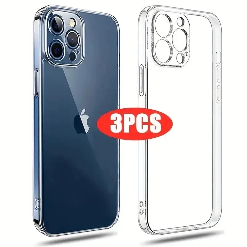 Průhledný ultra tenký silikonový kryt na telefon, balení 3 kusů pro iPhone 15 14 13 12 11 Pro Max Plus Mini Soft