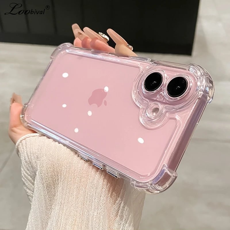 Průhledný nárazuvzdorný kryt pro iPhone 16 15 14 Pro Max - ultra tenký průhledný kryt nárazníku s airbagem