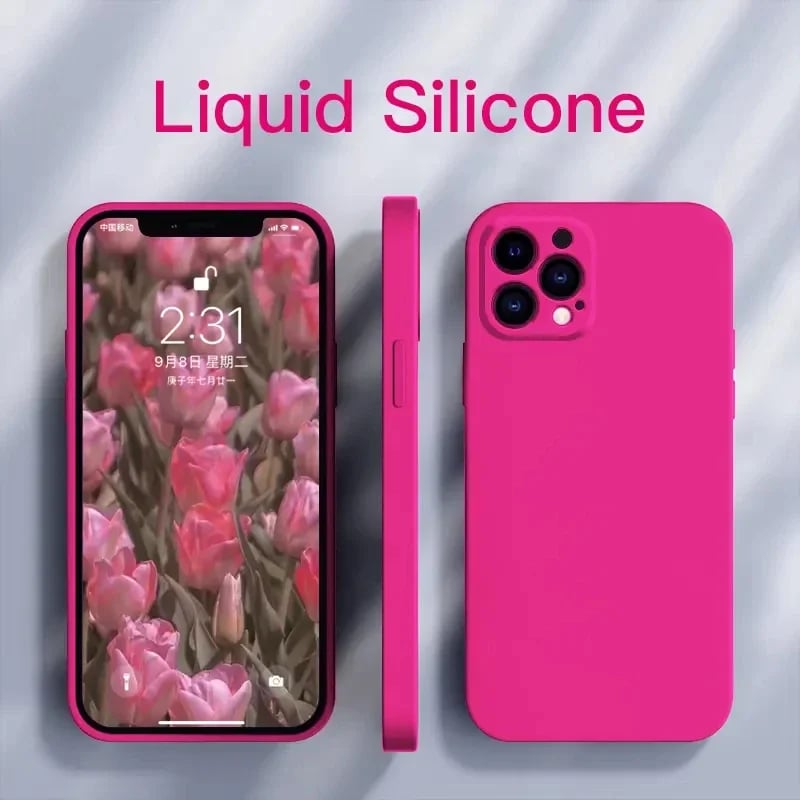 Tekutý silikonový kryt na telefon pro iPhone 15 14 13 12 11 Pro Max, nárazuvzdorný měkký ochranný kryt