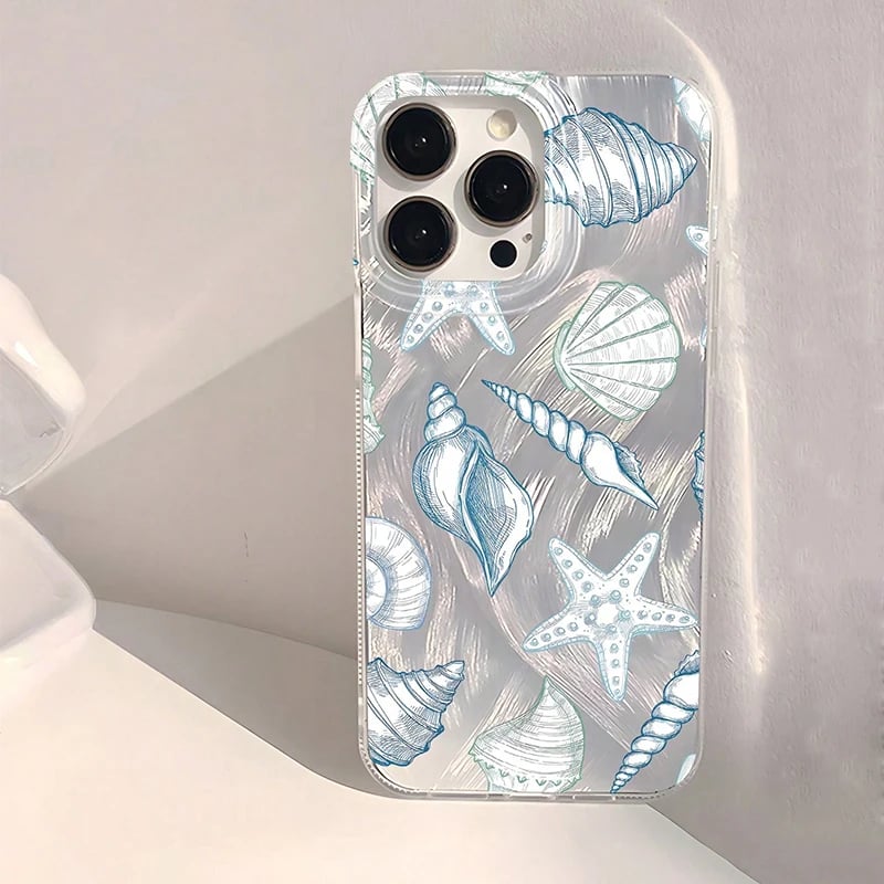 Silikonový kryt Seashell Starfish pro iPhone - ochranný měkký silikonový kryt se vzorem oceánské pláže