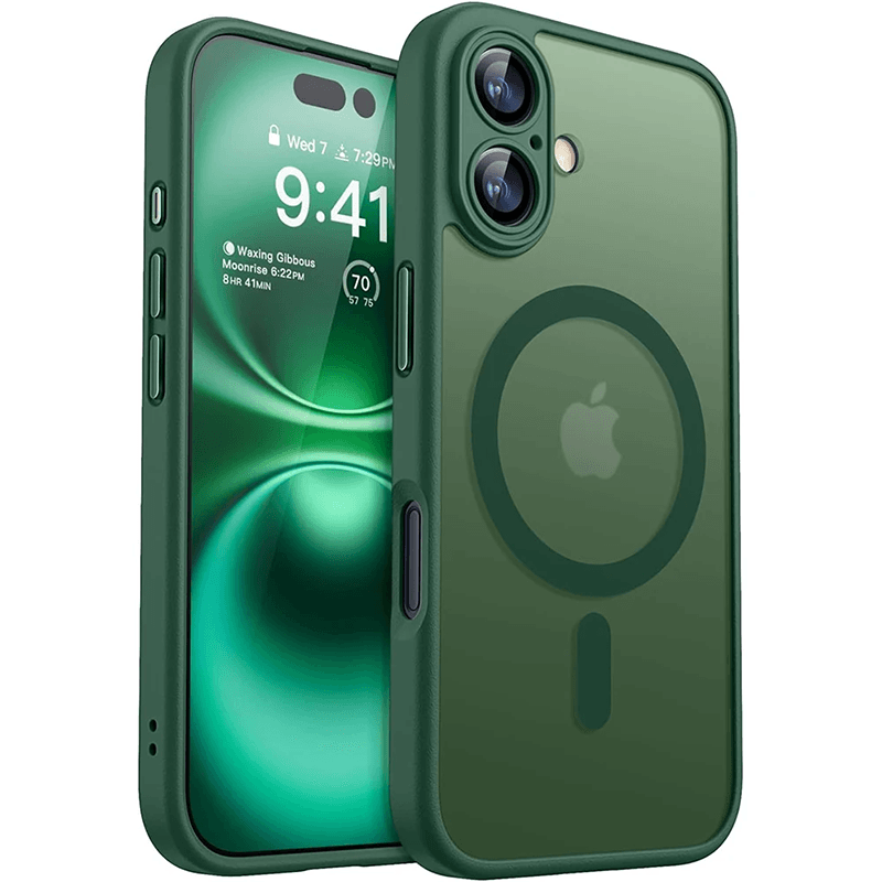 Magnetický nárazuvzdorný kryt pro iPhone s bezdrátovým nabíjením - průhledný matný pancéřový kryt pro iPhone 16 15 14 13