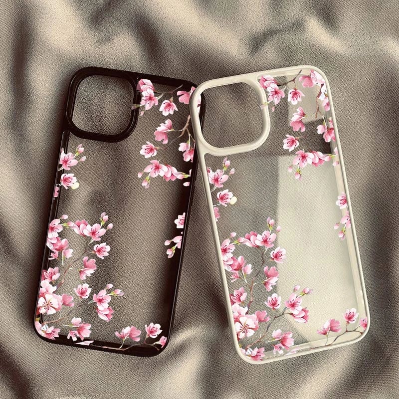 Růžový květ magnólie, průhledný nárazuvzdorný pevný kryt pro iPhone 15 14 13 12 11 XR XS Max