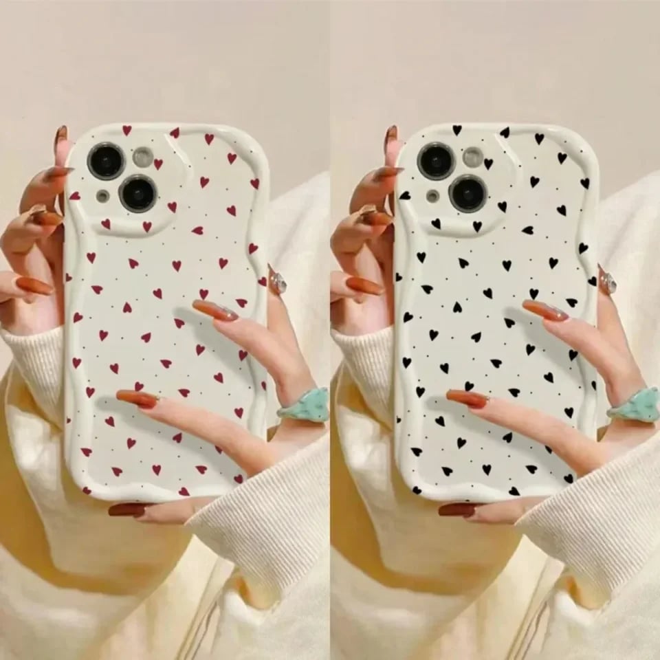 3D vlnitý kryt na telefon s motivem srdce, průhledný, měkký TPU kryt pro iPhone 16 15 14 13 12 11 Pro Max Mini XR Plus