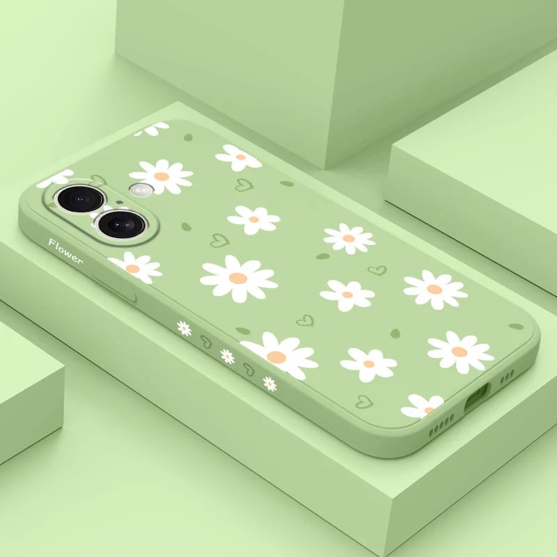 Silikonový kryt Tender Daisy pro iPhone 16 15 14 13 12 11 X XR XS Pro Max Mini Cover