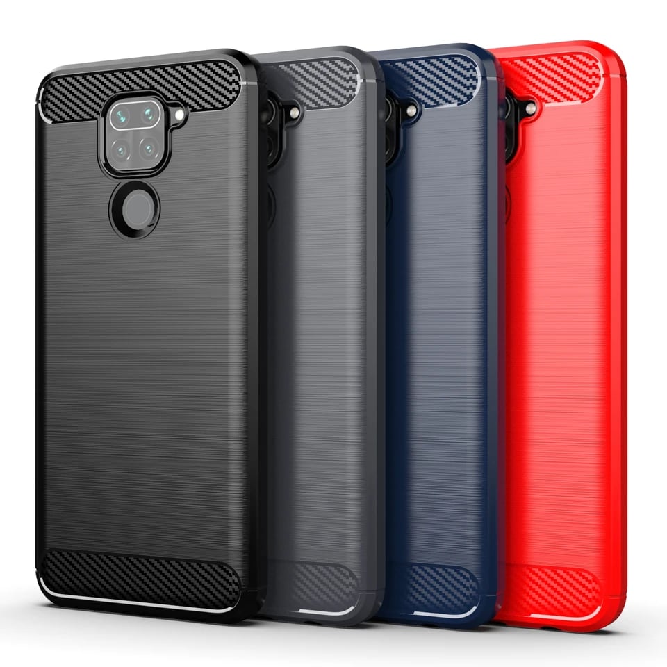 Silikonový kryt z uhlíkových vláken, nárazuvzdorný, pro Redmi Note 9, 9T, 9S, 9 Pro Max