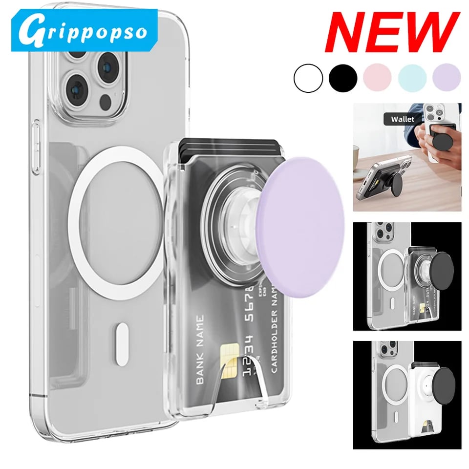 Univerzální magnetická peněženka na telefon s rozšiřujícím se úchopem - pouzdro na karty pro iPhone a Samsung smartphony